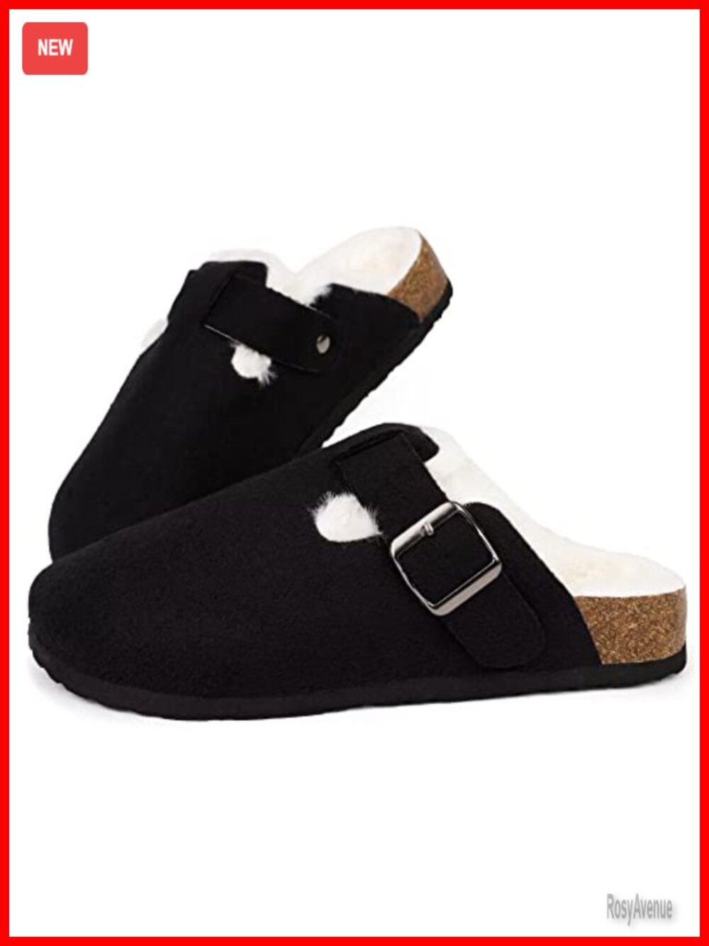 Women's Orthotic Cork Clogs Faux Fur Lined Slippers Arch Support Adjustable